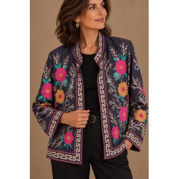 RG26586-27 Jachetă Velvet Art – Imprimeu Artistic, Efect Catifea | Made in Italy 40–46 (M–2XL)