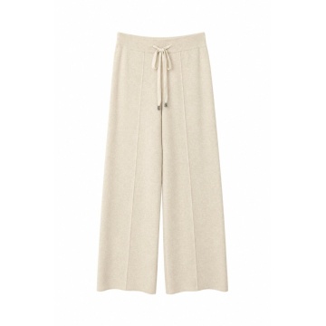 RG3744– Pantaloni Tricotați Palazzo – Ivory - Img 2