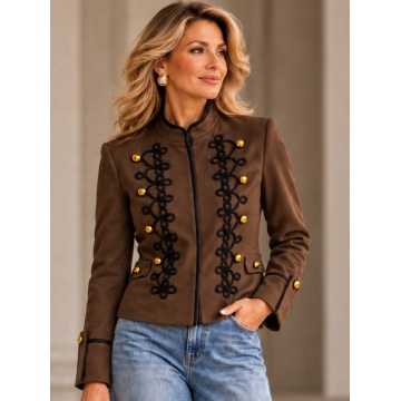 RG8812M Sacou Officer Chic cu Galoane Decorative și Nasturi Aurii