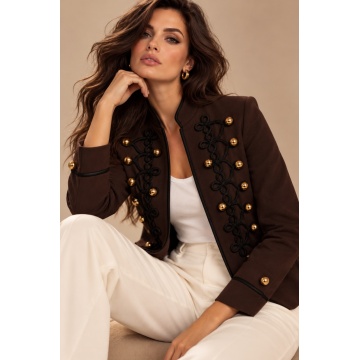 RG8812M Sacou Officer Chic cu Galoane Decorative și Nasturi Aurii