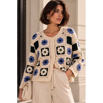 RGJ629B–Cardigan Croșetat din Bumbac 100% cu Motive Florale – Floral Chic (M–XXL) - Img 2