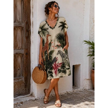 Rochie midi Safari Jungle cu lurex – Casual Chic Resort Wear | Fabricată în Italia – Mărime unică EU 46–52 (XL–3XL) - Img 4