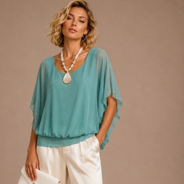 Bluză Elegantă Celadon din Mătase și Vâscoză- RG62498C - Img 2