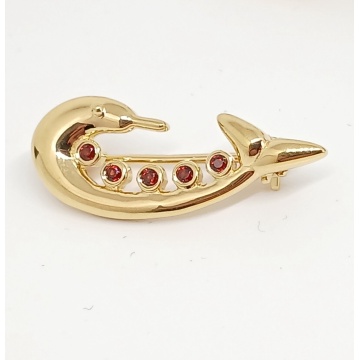 Brosa Dolphin , argint placat cu aur RGBH062246 granat - Img 2