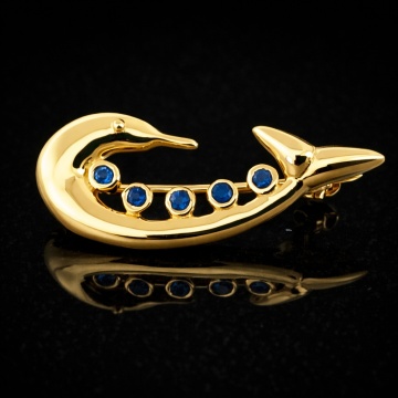 Brosa Dolphin , argint placat cu aur RGBH062246 iolit