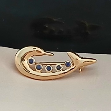 Brosa Dolphin , argint placat cu aur RGBH062246 iolit - Img 3