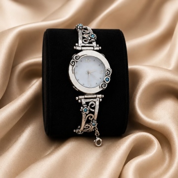 Ceas „Blue Opal Grace” – Argint 925, Opale Albastre W3699-2
