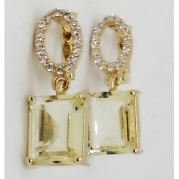 Cercei Celine -argint placat cu aur RGE010481-lemon topaz - Img 3