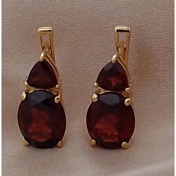 Cercei Nera-argint placat cu aur si granat RGE017156 G - Img 1