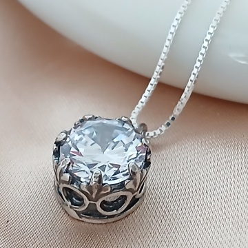 Colier argint zircon E1406