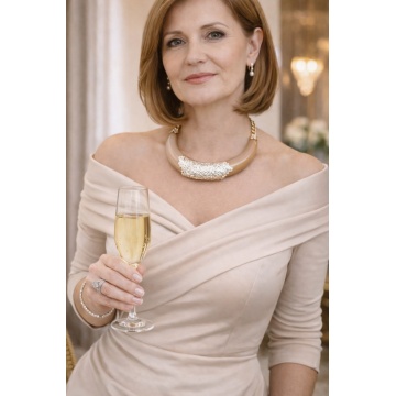 Colier Statement Nude Beige & Gold – Accent Organic- RGCL-2700213 N - Img 3