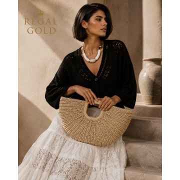 Geantă Black Raffia Tote RGPL644 - Img 2