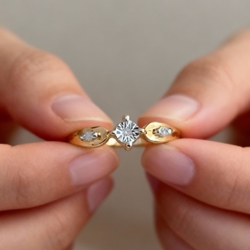 Inel argint placat cu aur -RGR015111 Diamant - Img 4