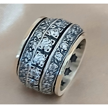 Inel Celestia din argint 925 și aur 14K cu zirconii – Design regal cu motive stelare - Img 7