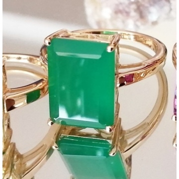Inel LIDIA -argint placat cu aur -onix verde-RGR016010 OV - Img 4