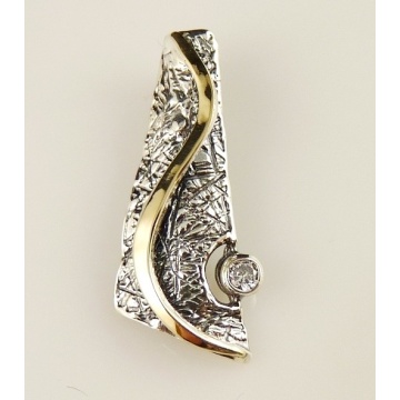 Pandantiv argint si aur 9 k-20335 zircon - Img 3