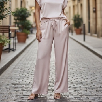 Pantaloni damă Satin Silk & Viscose ROZ – Made in Italy RG3808 - Img 3