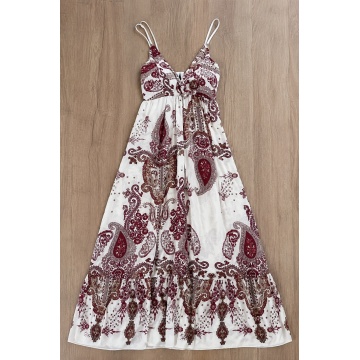 RG10928 (S-XL)–Rochie midi boho bordo din 100% vascoza cu imprimeu paisley - Fabricata in Italia - Img 2