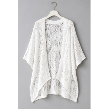 RG22304 – Vestă Cardigan Croșetată din Bumbac 100% – Alb | Made in Italy - Img 3