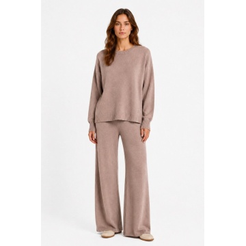 RG2442T TAUPE Set M–2XL tricotat premium – Pulover oversized & pantaloni largi - Img 2