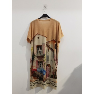 RG650956 Rochie midi din lurex cu imprimeu Riviera Italiană | Fabricată în Italia– Mărime unică EU 46–52 (XL–3XL) - Img 4