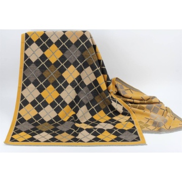 RGEC0850022-1Y Eșarfă Reversibilă Argyle Mustard – Vâscoză & Bumbac, 69 × 190 cm - Img 2
