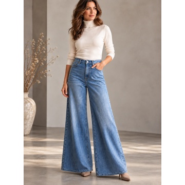 RGF0127 Jeans Palazzo Forever – Blugi damă cu talie înaltă și croi larg - Img 2