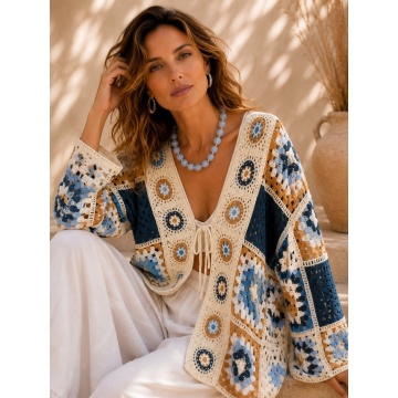 RGLS01-1 A Cardigan Boho Croșetat Multicolor 100% Acrilic (M–4XL)