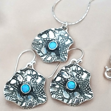 Set argint „Blue Opal Elegance” -E5879-N5879