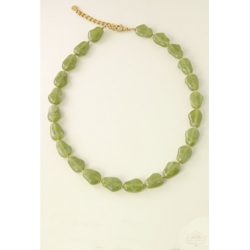 Set Colier și Brățară din Rășină – Olive Jade, Forme Organice RGA0907-V - Img 4