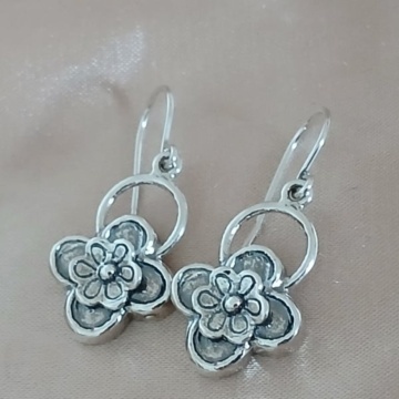 Set Floral Vintage din Argint 925 – Inel Lat și Cercei Delicați - R2516-E4259 - Img 2