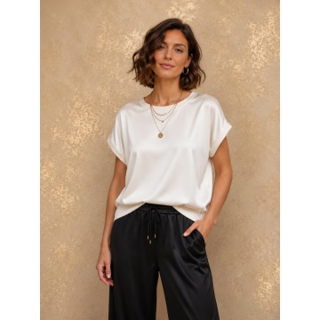 Bluza damă Satin Silk & Viscose CREM – Made in Italy RG13180
