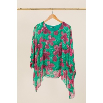 Bluză Terra Fuchsia Verde – L-2XL Mătase & Vâscoză Made in Italy RG9072RF - Img 3