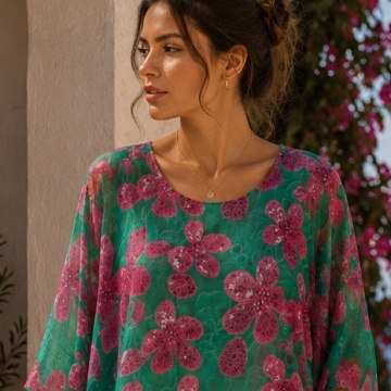 Bluză Terra Fuchsia Verde – L-2XL Mătase & Vâscoză Made in Italy RG9072RF - Img 5
