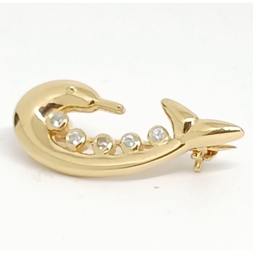 Brosa Dolphin , argint placat cu aur RGBH062246 blue topaz - Img 2