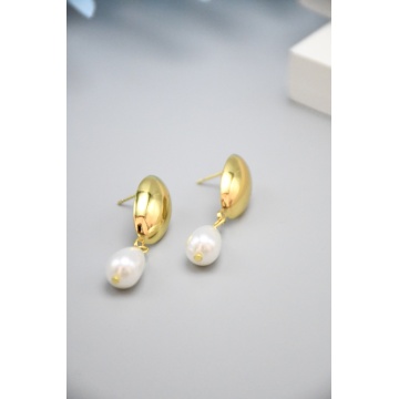 Cercei „Golden Drop Pearl” – Gold & White-RGCC19A - Img 2