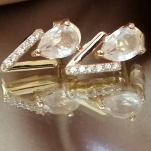 Cercei Anastasia - argint placat cu aur - VE011575 cuart roz