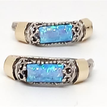 Cercei argint si aur 9 k-31024 opal - Img 1