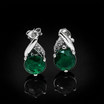 Cercei surub din argint -green quartz E3803 - Img 4