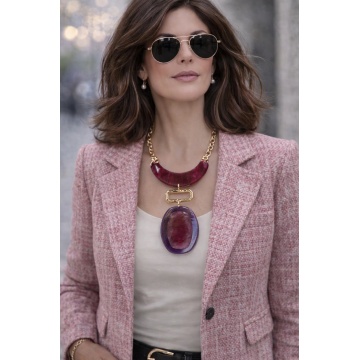 Colier statement „Fuchsia Aura” COLLIER5139 - Img 3