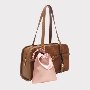 Geantă de Umăr Bestini Suede Chic – Cognac, cu Cataramă RG25657A - Img 2