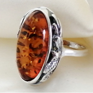 Inel Argint 925 cu Chihlimbar Cognac „Amber Majesty” R1636 - Img 3