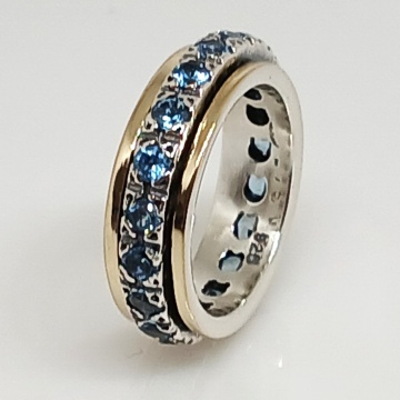 Inel Azura din argint 925 și aur 14K – cu topaz albastru natural - Img 2