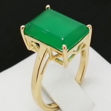 Inel LIDIA -argint placat cu aur -onix verde-RGR016010 OV - Img 5