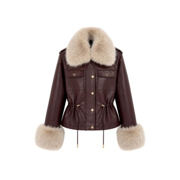 RG202311–Jachetă Burgundy Soft Leather cu Blană Faux – Winter Chic - Img 2