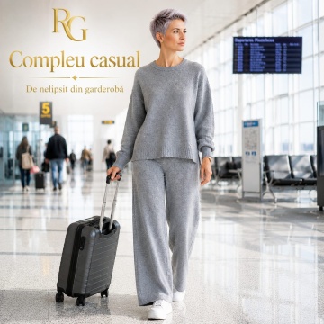 RG2442G GRI Set M–2XL tricotat premium – Pulover oversized & pantaloni largi - Img 3
