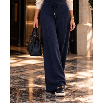 RG3744B– Pantaloni Tricotați Palazzo – Navy