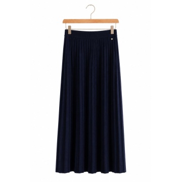 RG5009A–Fustă midi tricotată cu efect pliseu Navy -marime universala - Img 2
