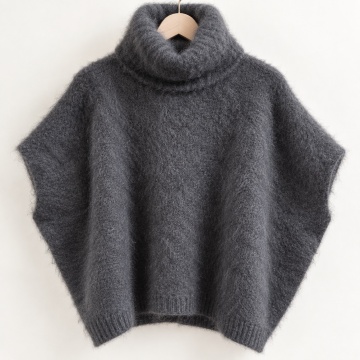 RG5212G–Pulover Gray Dolcevita Oversize din 82% Kid Mohair – Made in Italy - Img 2