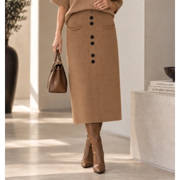RG5390C–Fustă Midi Tricotată camel – Soft Elegance